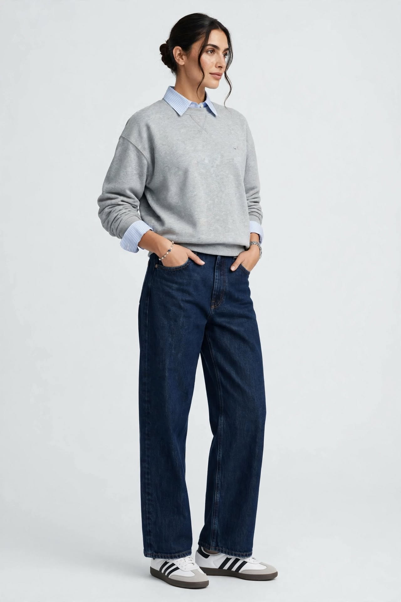 Sweat-shirt Col Rond Gris