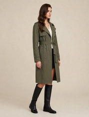 Trench-coat Long Kaki Élégant