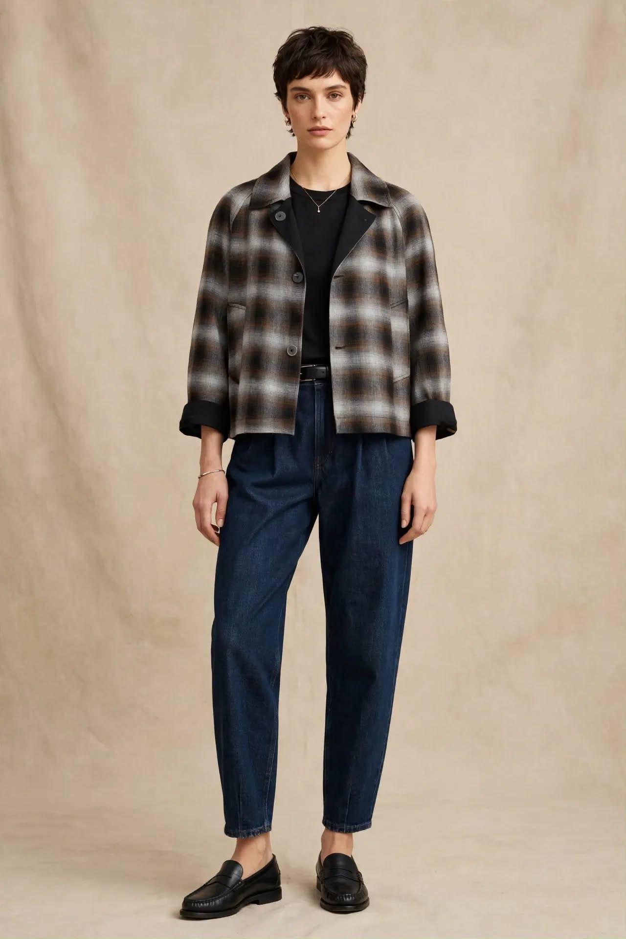 Jacket Double Face Noire & Revers Imprimé