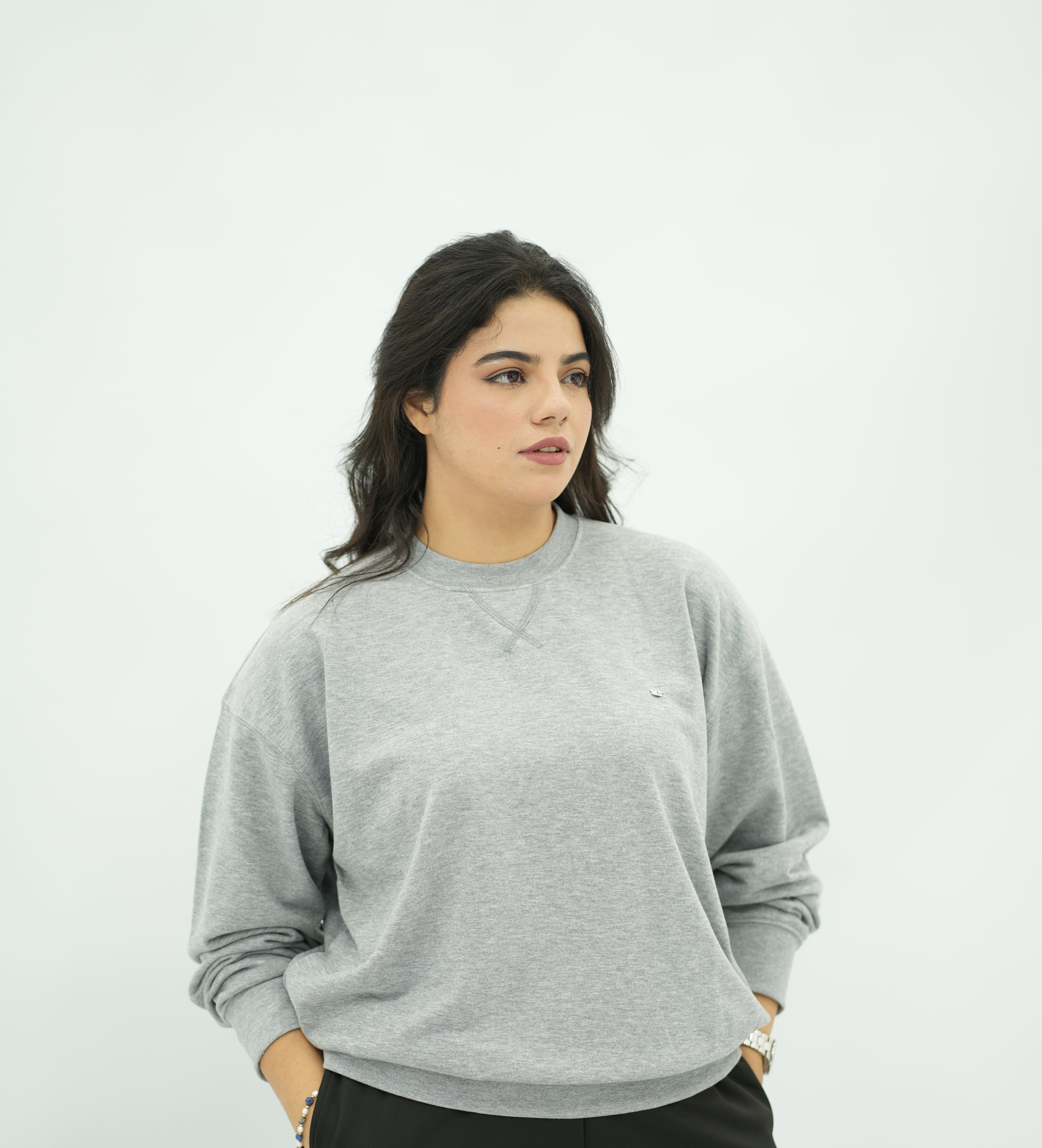 Sweat-shirt Col Rond Gris