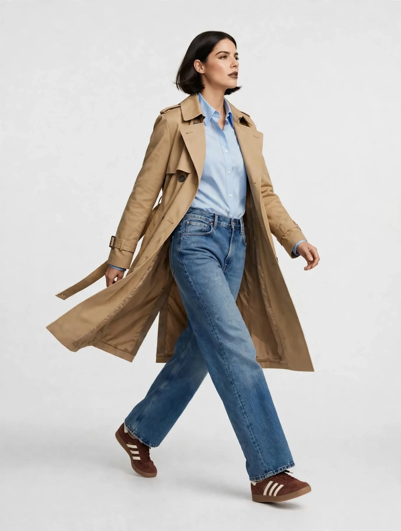 Trench-coat Long Camel Élégant