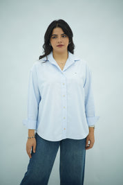 Chemise Oversize Bleu Ciel – Style Chic et Décontracté