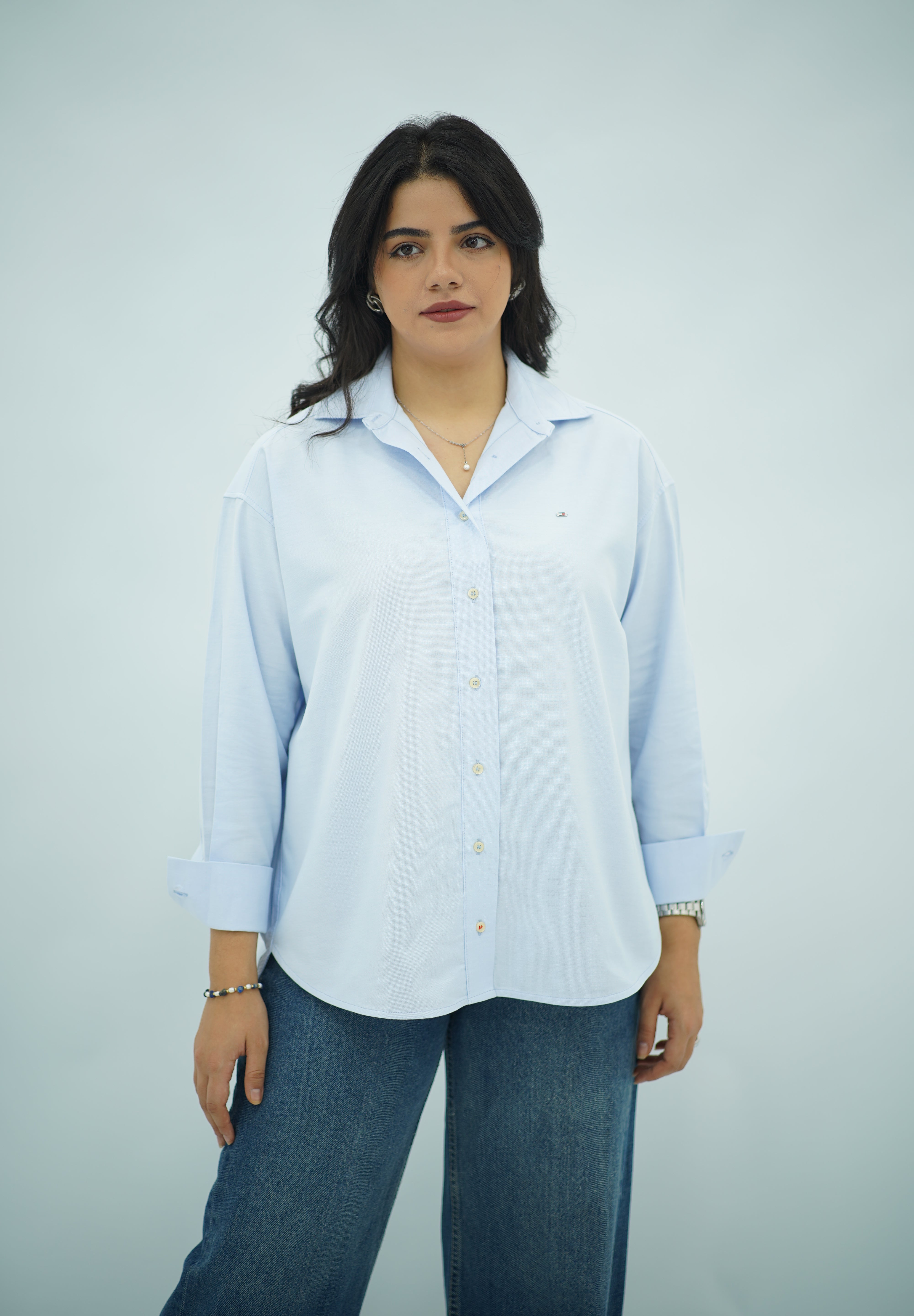 Chemise Oversize Bleu Ciel – Style Chic et Décontracté