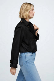 Trench Style Cropped Noir