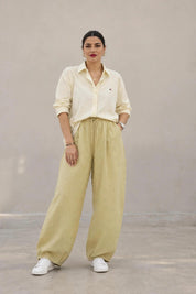 Pantalon large en lin mélangé