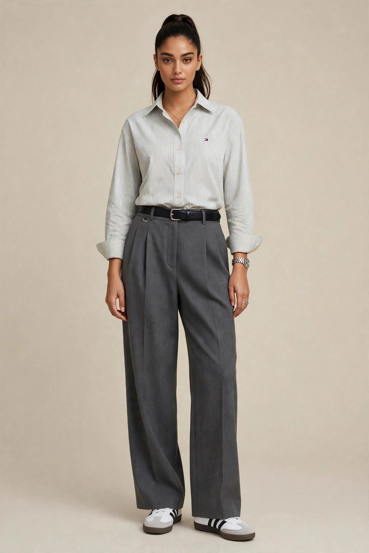 Chemise Élégante à Rayures Grises