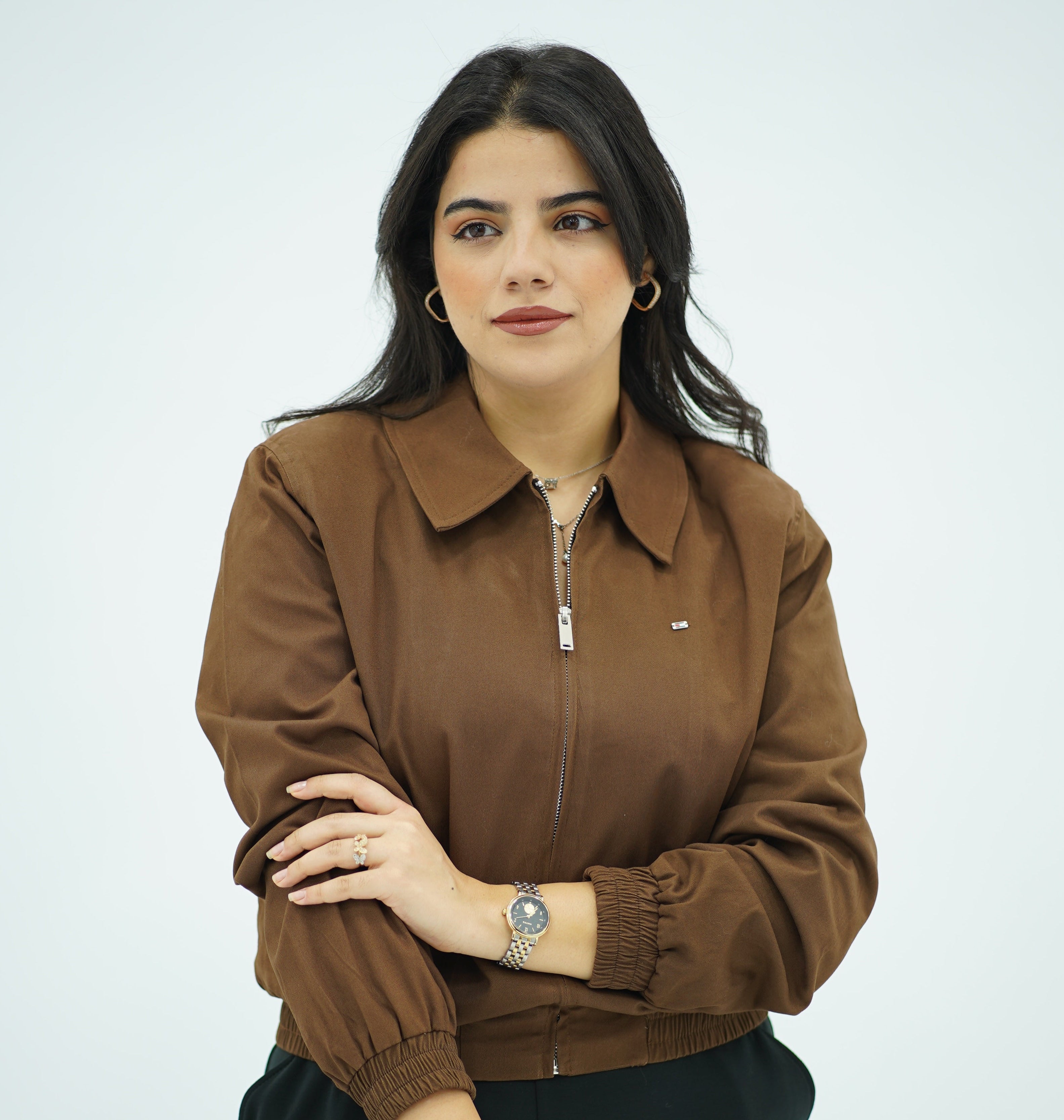 Bomber à Col Chemise – Style Minimaliste & Élégant