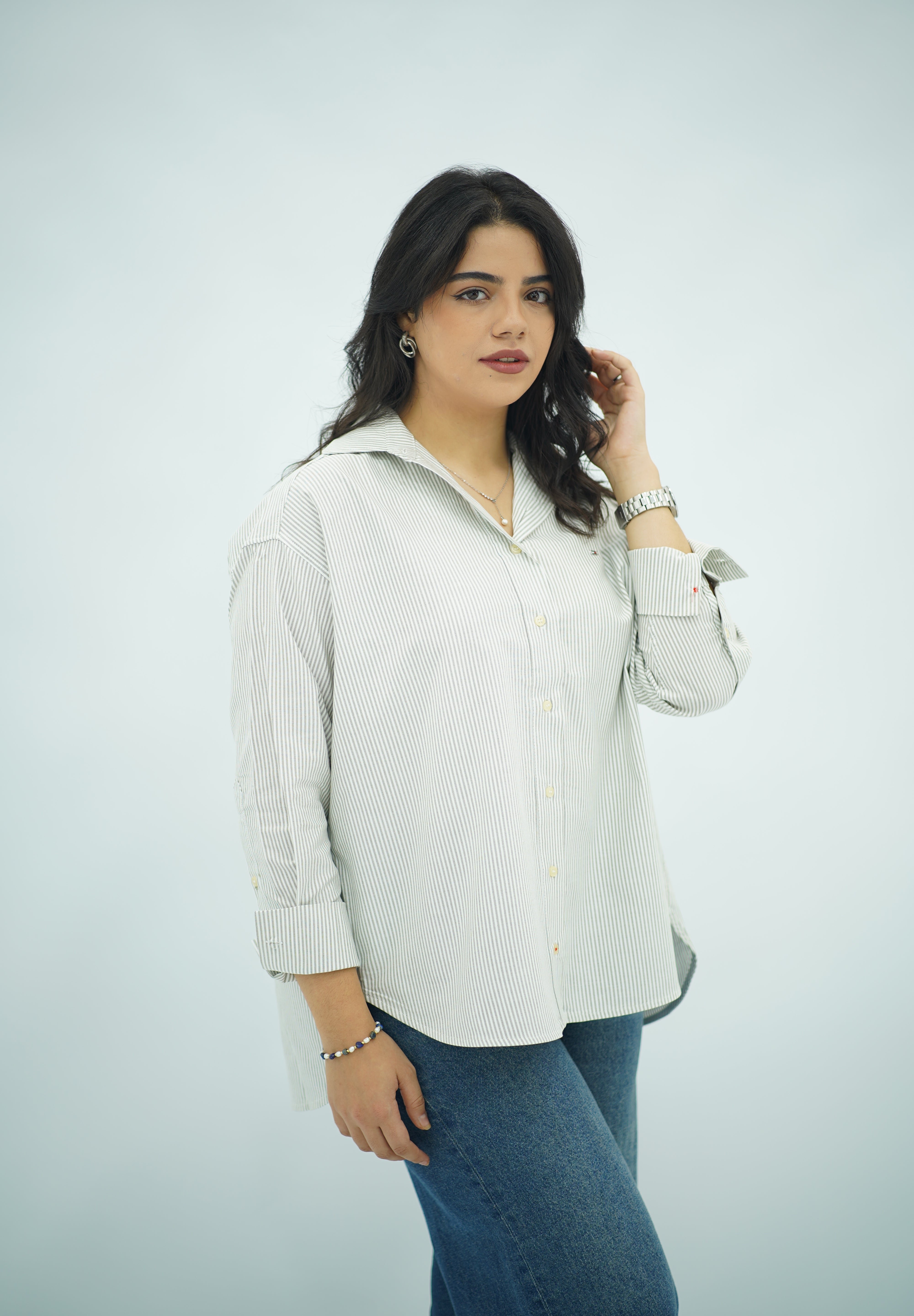 Chemise Élégante à Rayures Grises