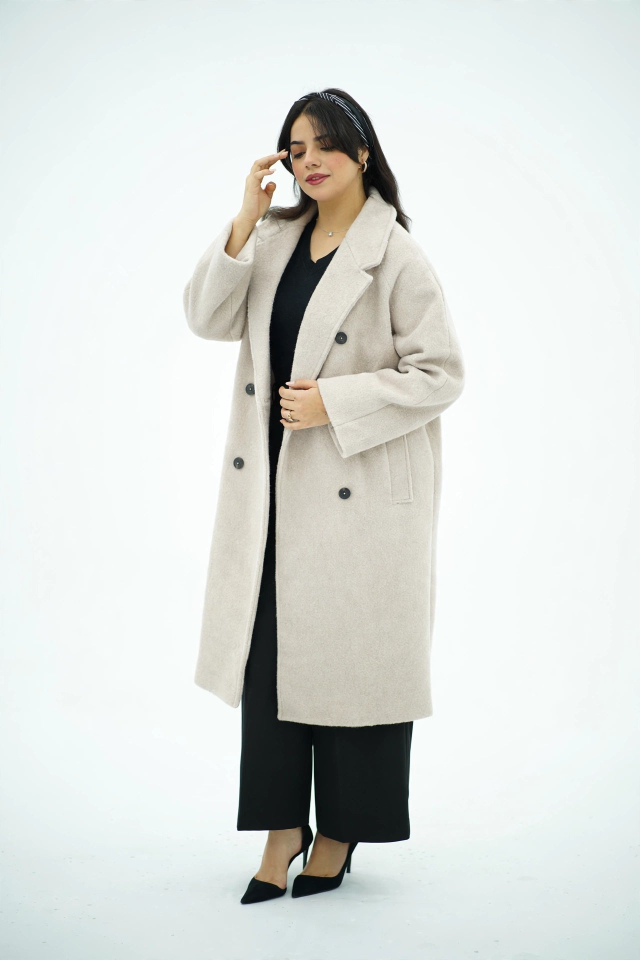 Manteau Long Oversize en Laine - Beige Clair